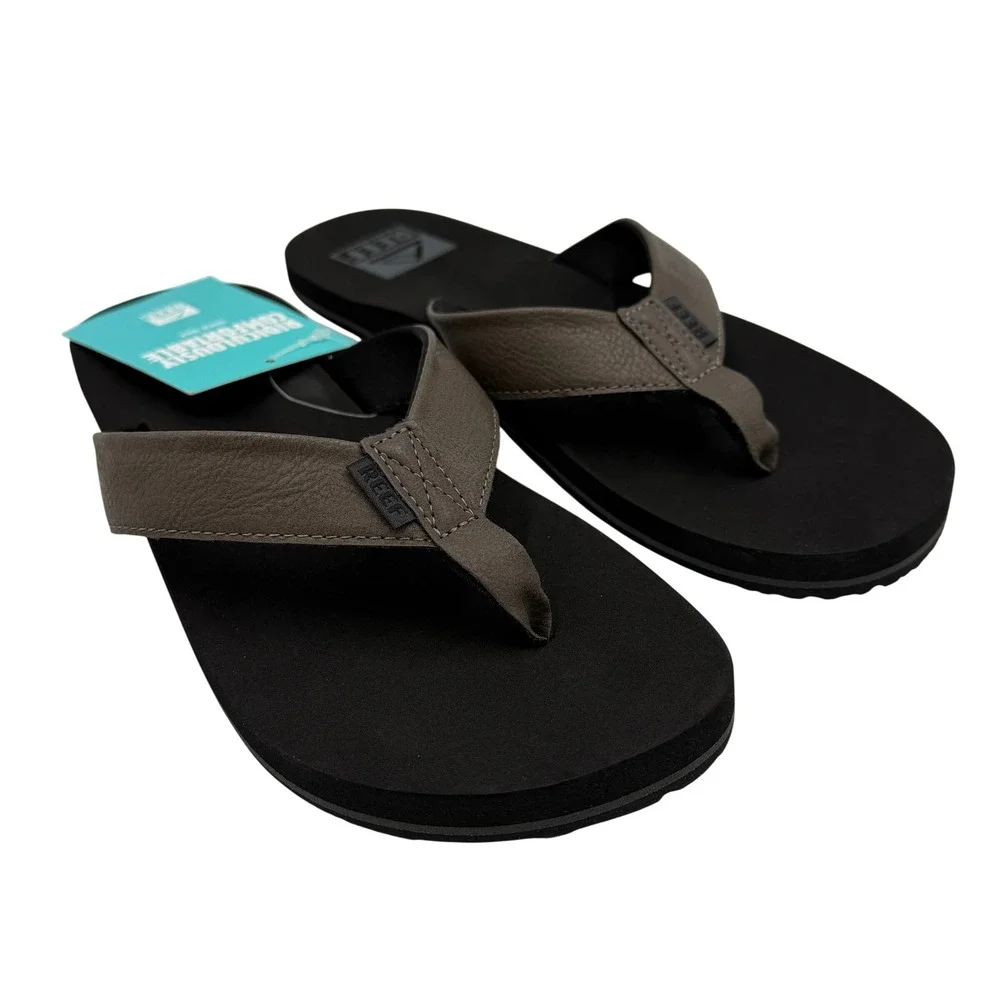 REEF Twinpin Grey Black New Casual Beach Thong Sandals RF002915GRE Men's 9 *NEW*
